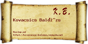 Kovacsics Balázs névjegykártya